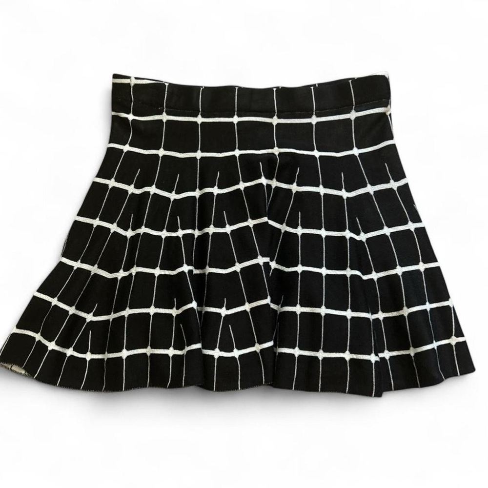 NWT Candie's Black and White Grid Skater Trumpet Sweater Mini Skirt Youth Large